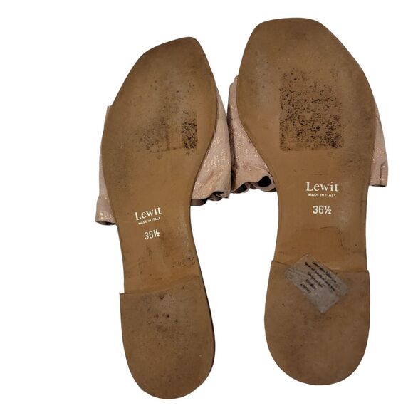 Lewit Sandals Womans 36.5 Pink Blush Shimmer Cassandra Ruffle Slip On - Picture 4 of 4